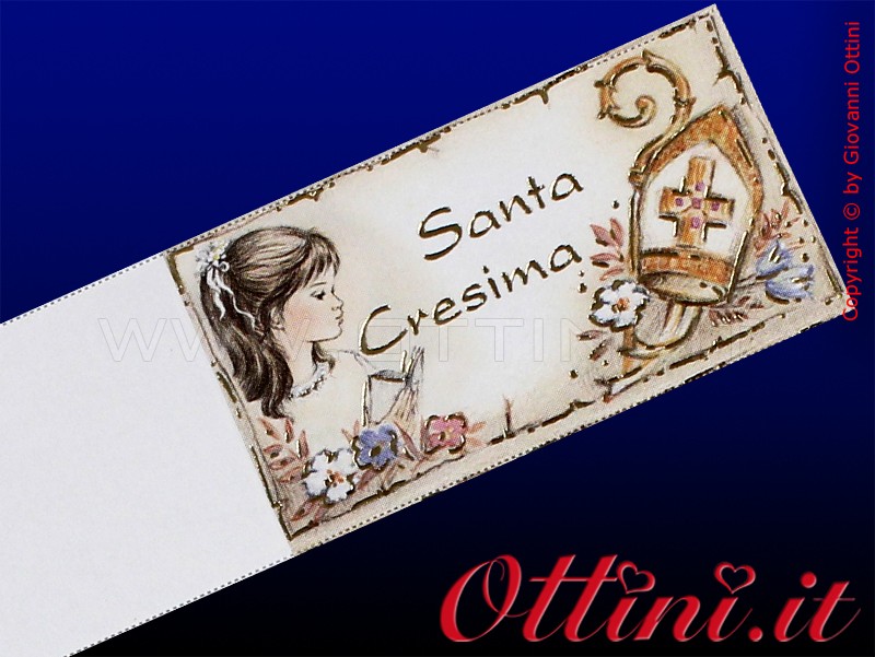 Bigliettini Bomboniere per Santa Cresima Cartoncino prefustellato da  stampare