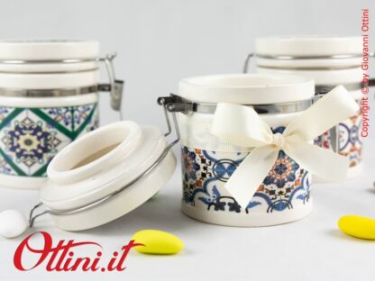 02252 Ischia Barattolo ceramica colorato con tappo ermetico zuccheriera porta spezie Bomboniera portaconfetti economica di qualità in offerta speciale e promozione