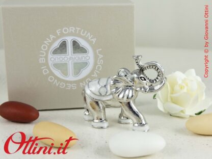 QFC645 Quadrifoglio Bomboniera Solidale Elefante con Confezione omaggio