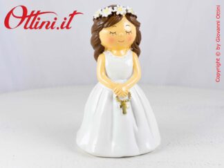 Statuina Centro Torta Cake Topper Bambina in preghiera indicato per decorazione torta per festeggiamenti di Prima Comunione e Santa cresima